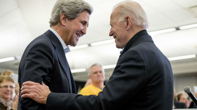 Joe Biden with former Secretary of State John Kerry in February 2020. (Photo / AP)