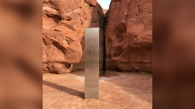 The mysterious silver monolith in the Utah desert has disappeared. (Photo / Supplied via CNN)