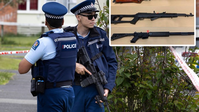 A man is appearing in court after a raid on a South Auckland property uncovered these firearms after a spate of shootings in Ōtara. Photo/ Brett Phibbs, supplied