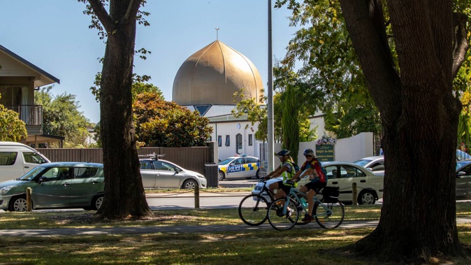 Al Noor mosque beside South Hagley Park in Christchurch. Photo / Mark Mitchell