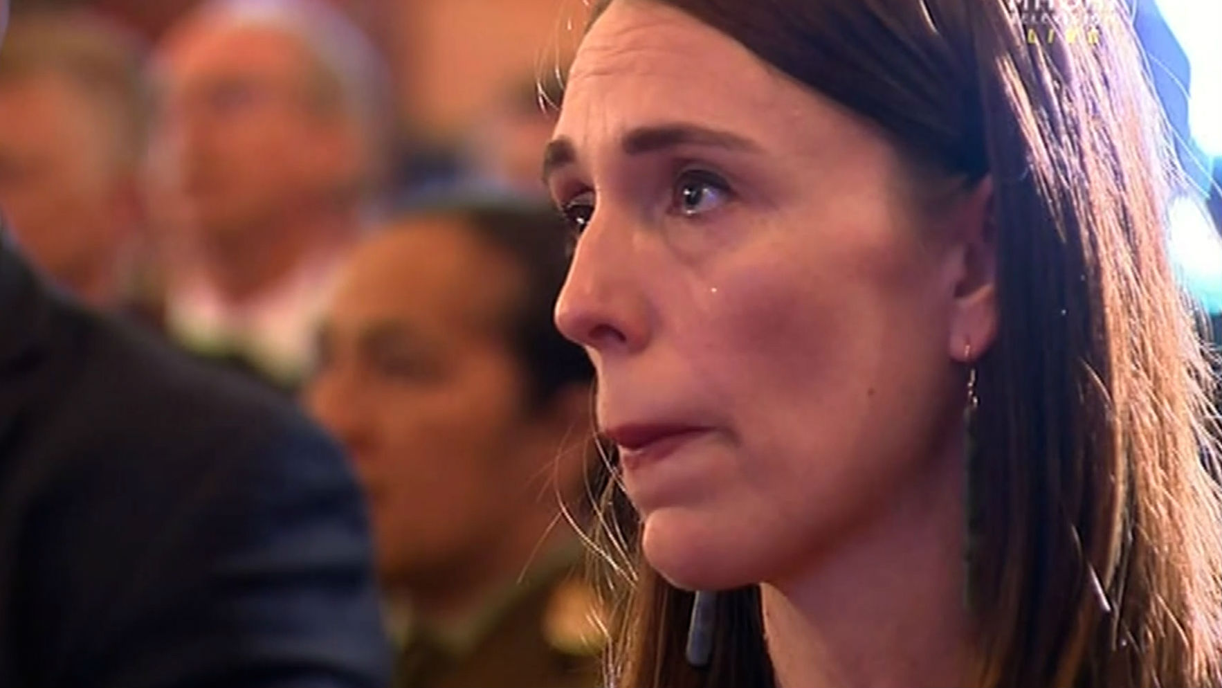 Survivors, families of the dead and first responders fill Whakatāne's Mataatua Marae for a commemoration service on the one-year anniversary of the White Island/Whakaari eruption. (Photo / Maori TV)