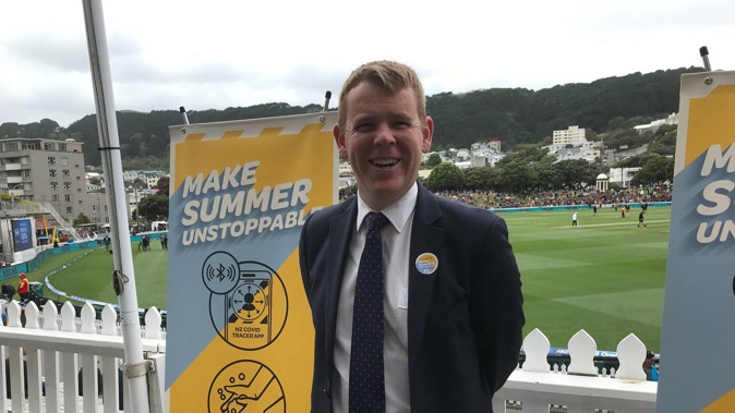 Minister Responsible for Covid-19, Chris Hipkins, at the Basin Reserve in Wellington. Photo / Jason Walls