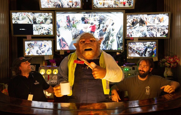 Rod Sheehy (left) and Zoilo Abad (right) are two of the creatives behind Jeff, the animatronic creature fronting Weta Workshop Unleashed. Photo / Slyvie Whinray