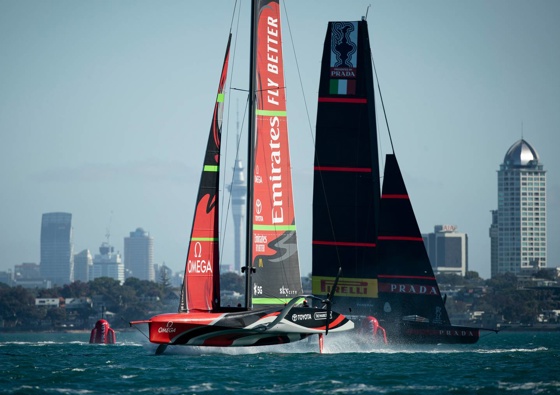 Team NZ and Luna Rossa during the second day of practice. Photo / Dean Purcell
