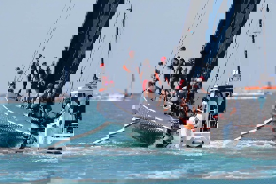 INEOS Team UK Britannia pulls out during the third race against Luna Rossa in the America's Cup World Series regatta. Photo / Dean Purcell