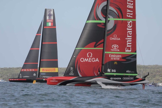 Luna Rossa and Team New Zealand played out an enthralling race. Photo / Michael Craig