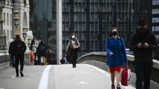 London is one of the places in England seeing a new Covid-19 strain. (Photo / AP)