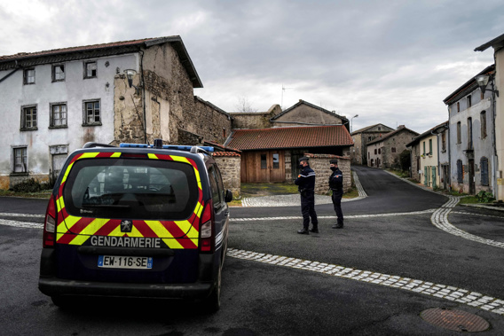 French gendarmes stand guard in a street in Saint-Just, central France on December 23, 2020, after three gendarmes were killed and a fourth wounded by a gunman they confronted in response to a domestic violence call. (Photo / Getty)