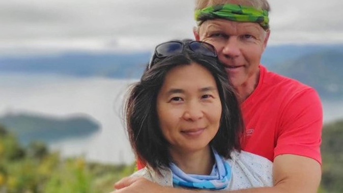 Kana Hirose, 50, and husband Otto Lijzenga, 57, from Blenheim. Hirose died December 24, 2020, during a cycle ride the couple made on the Great Taste Trail in the Spooners Range. Photo / Supplied