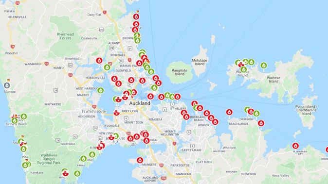 Aucklanders wanting to make a splash in the sea might want to think twice with dozens of high risk swimming warnings in place across the region's beaches. Photo / Safeswim