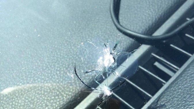 A rock hit Danielle Williams' windscreen while she was driving home. Photo / Supplied
