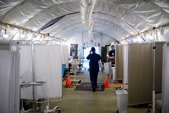 A temporary hospital set up to treat Covid-19 patients in Los Angeles. (Photo / CNN)
