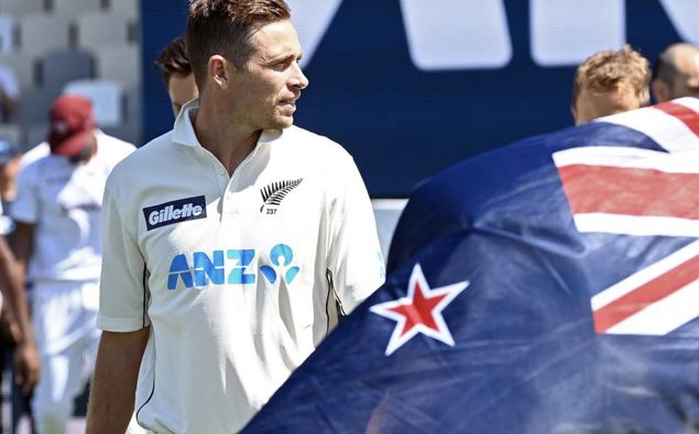 Tim Southee has brought up 300 test wickets in his 13th season for the Black Caps. Photo / Photosport