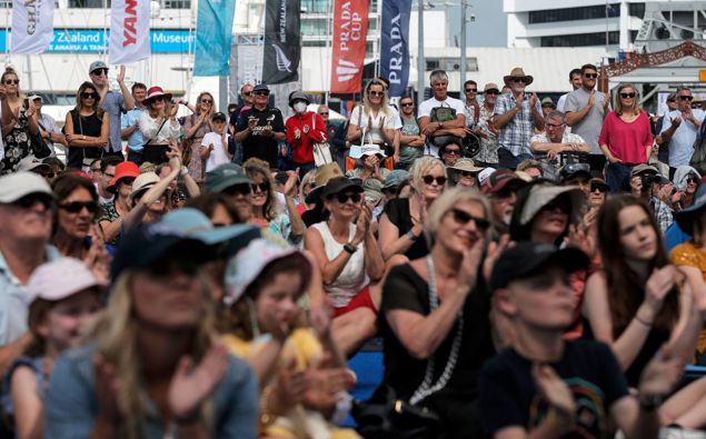 Crowds watching the America's Cup races in December. (Photo / NZ Herald)