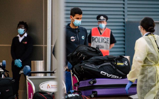 Novak Djokovic arriving in Australia. (Photo / AAP)