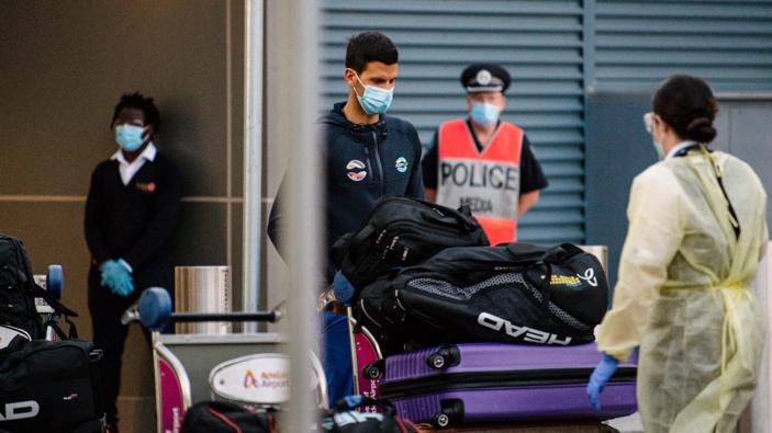 Novak Djokovic arriving in Australia. (Photo / AAP)