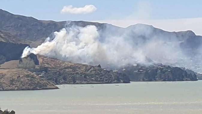 The fire at Cass Bay on Tuesday. Photo / Chris Lynch