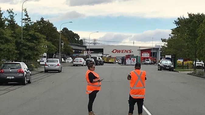 Lunns Rd has been cordoned off after a nitric acid spill on Wednesday. Photo / Tim Cronshaw