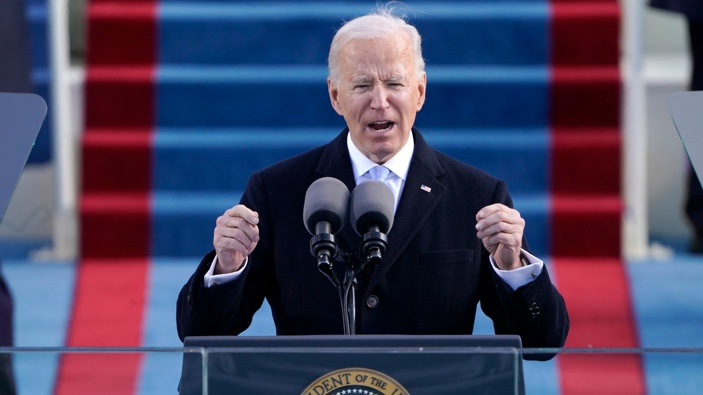 President Joe Biden speaks during the 59th Presidential Inauguration. (Photo / AP)