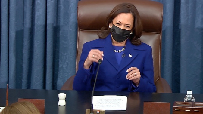 Kamala Harris precedes over the Senate. (Photo / AP)