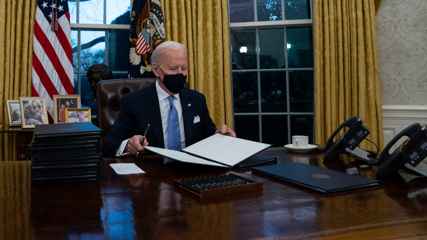 Joe Biden in the Oval Office. (Photo / AP)