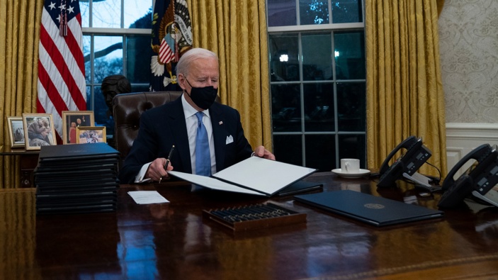Joe Biden in the Oval Office. (Photo / AP)