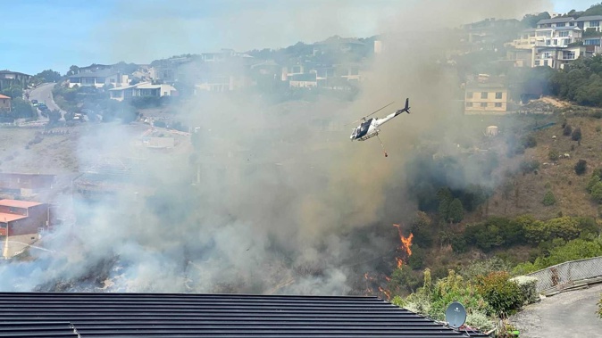 The fire in Redcliffs. Photo / George Heard