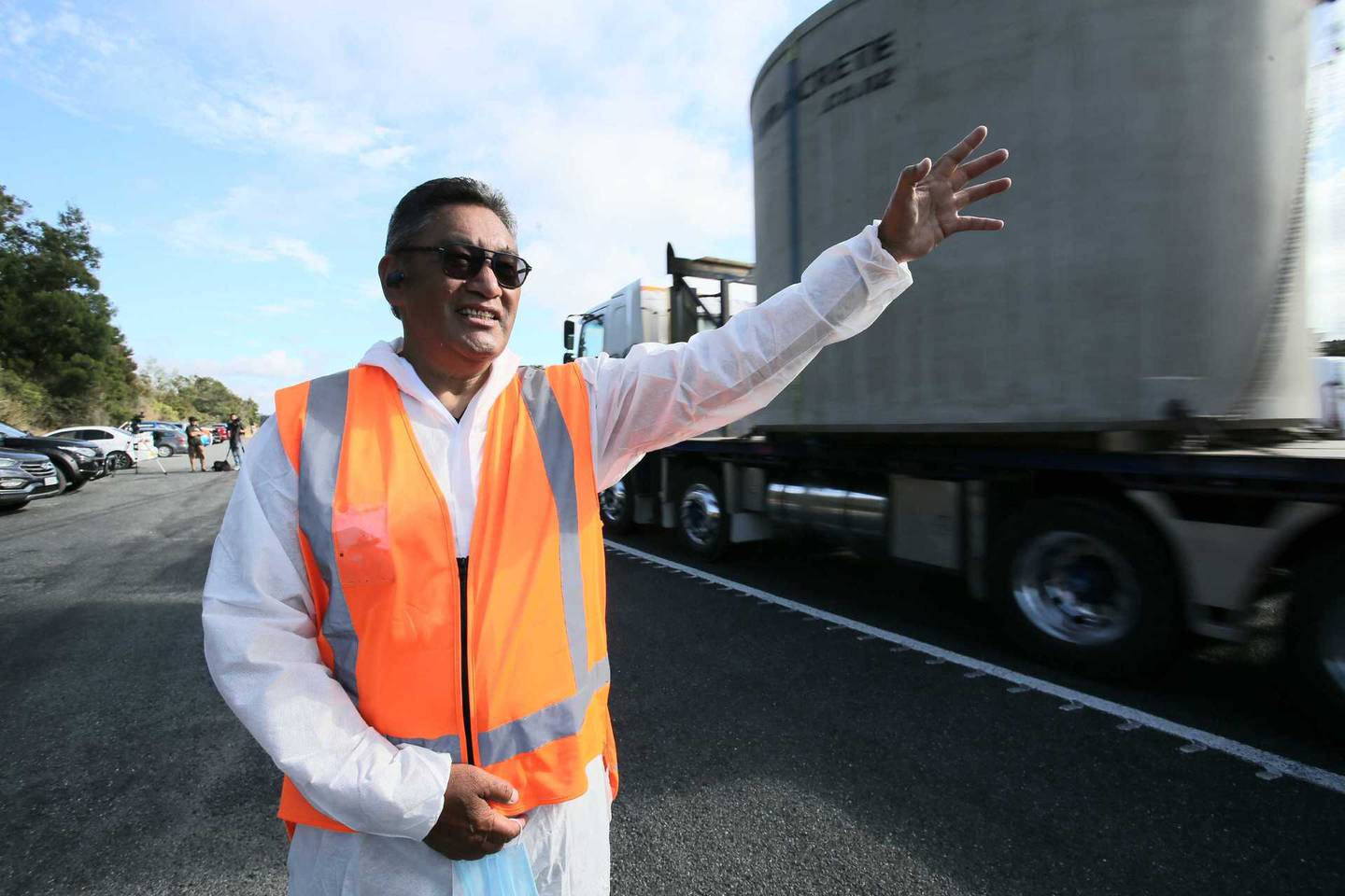Tai Tokerau Border Control founder Hone Harawira at the group's Covid-19 'information centre' at Waiomio. (Photo / Tania Whyte)