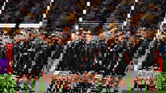 All Blacks players during the national anthem. Photo / Photosport