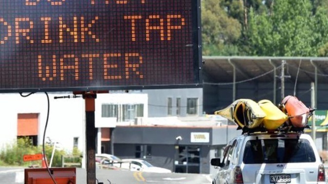 A sign at the northern entrance to Waikouaiti warns not to drink the water. Photo / Peter McIntosh