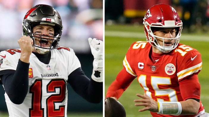 Tom Brady and Patrick Mahomes will battle it out in Super Bowl LV. Photos / AP