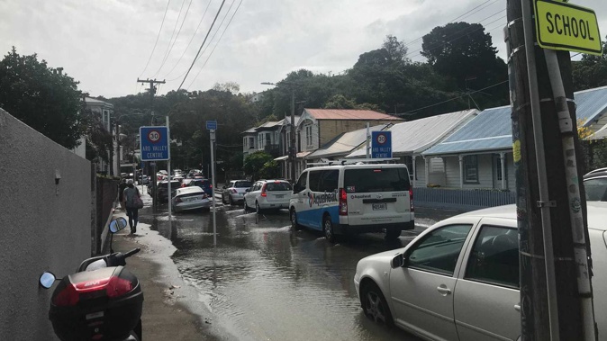 Aro Street was flooded following a recent pipe explosion. Photo / NZ Herald