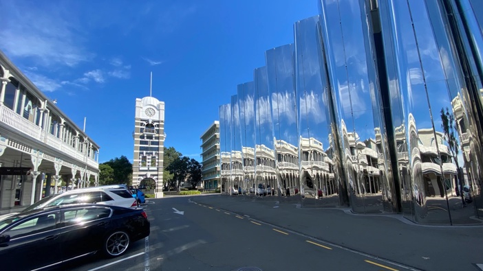 New Plymouth's Len Lye Centre was open as usual on Sunday. Photo / Ethan Griffiths
