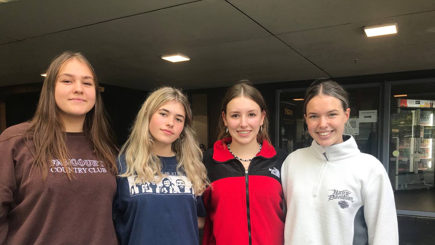 Students Lauren Hardie, Oli Morphew, Evie tucker and Lola Fowler. (Photo / Katie Harris)