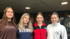 Lauren Hardie (far left) was asked to leave Wellington Girls College grounds over a tank top she was wearing. (Photo / Kate Harris)