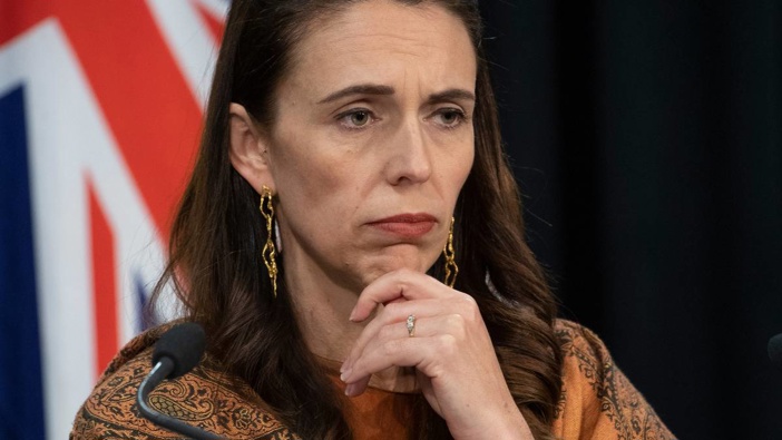 Jacinda Ardern speaking to the media to announce alert level changes. (Photo / NZ Herald)