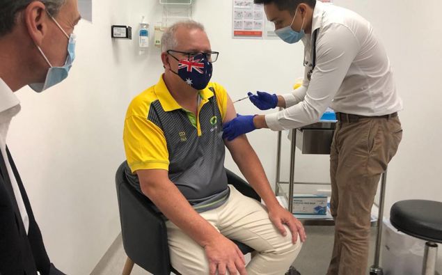 Scott Morrison receives his jab. (Photo / Twitter)