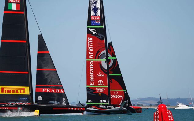 Team New Zealand facing Luna Rossa in December. (Photo / NZ Herald)