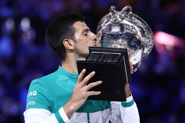 Novak Djokovic lifts the Australian Open title for the ninth time. (Photo / Getty)