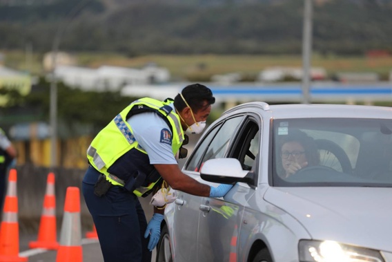 Roadblocks like this one have been established at Auckland's regional borders. Photo / Hayden Woodward