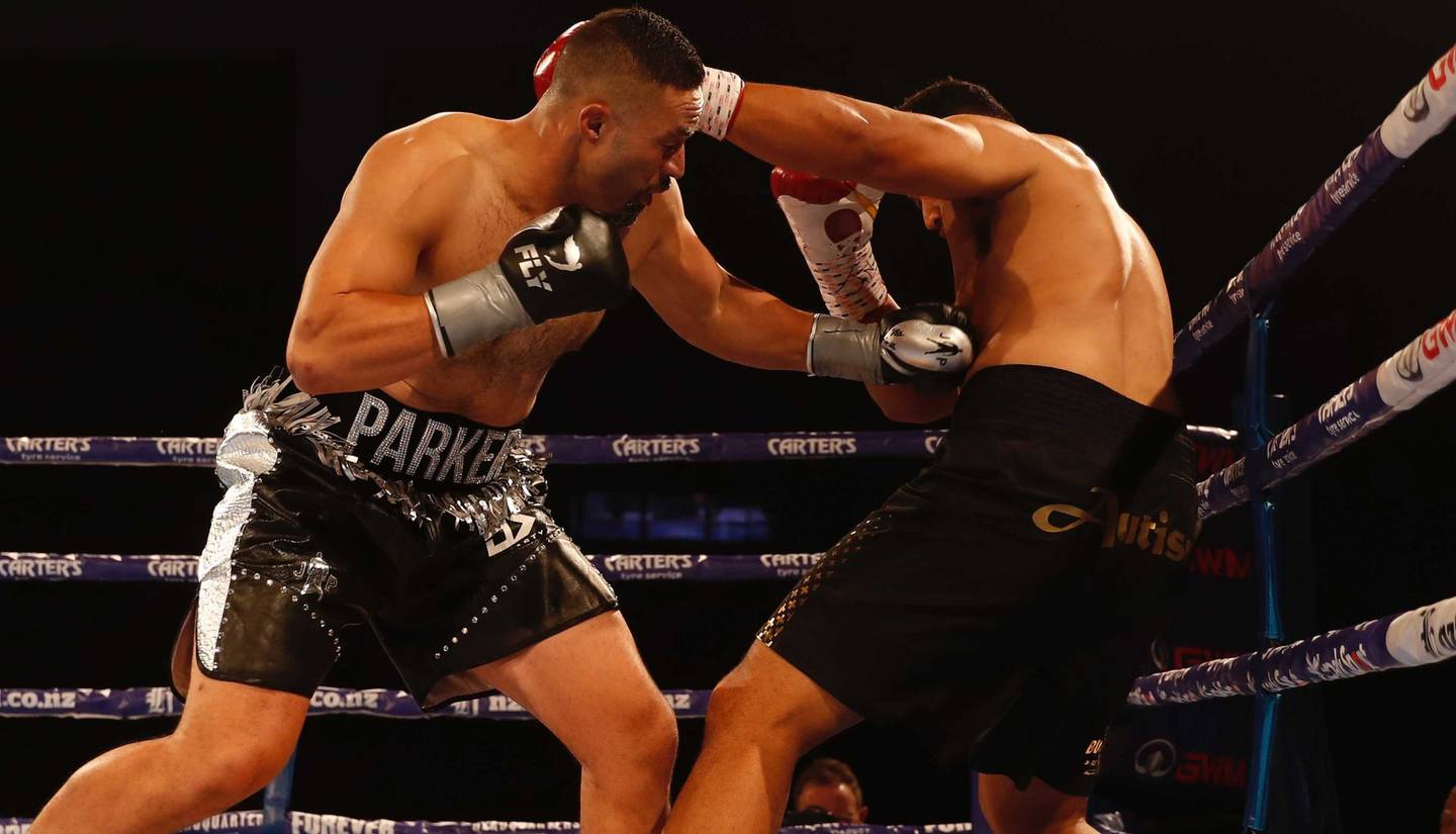 Joseph Parker punches Junior Fa. Photo / Dean Purcell