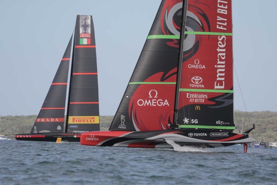 Luna Rossa and Team New Zealand in December 2020. (Photo / Michael Craig)