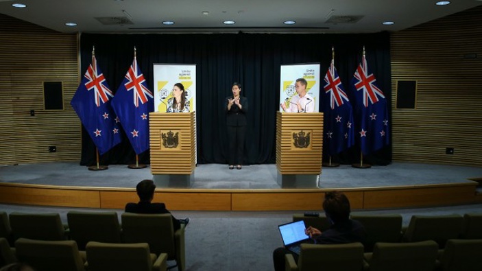 Jacinda Ardern and Ashley Bloomfield. (Photo / Getty)