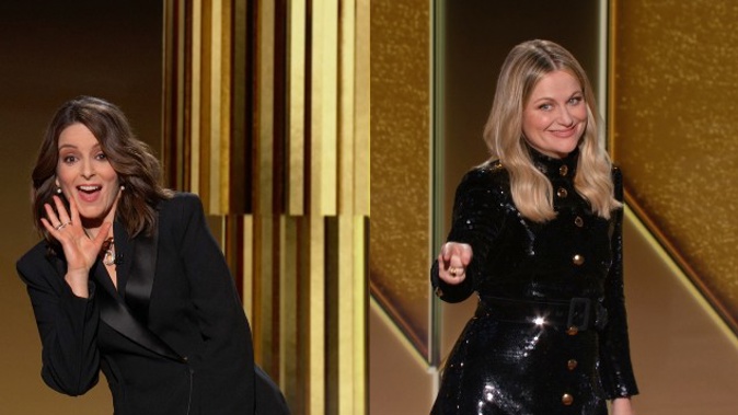 Tina Fey hosted from New York while Amy Poehler was in Los Angeles in the socially-distanced ceremony. (Photo / AP)