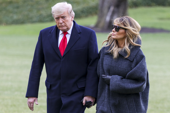 Former President Donald Trump and former first lady Melania Trump, seen here on on the South Lawn of the White House, received the Covid-19 vaccine at the White House in January. (Photo / Getty)