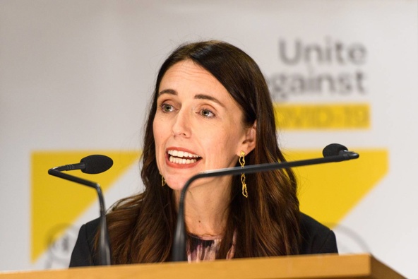 Prime Minister Jacinda Ardern pictured on Valentine's Day, when she broke the news there were community cases in South Auckland. Photo / Getty Images  Prime Minister Jacinda Ardern pictured on Valentine's Day, when she broke the news there were community cases in South Auckland. Photo / Getty Images