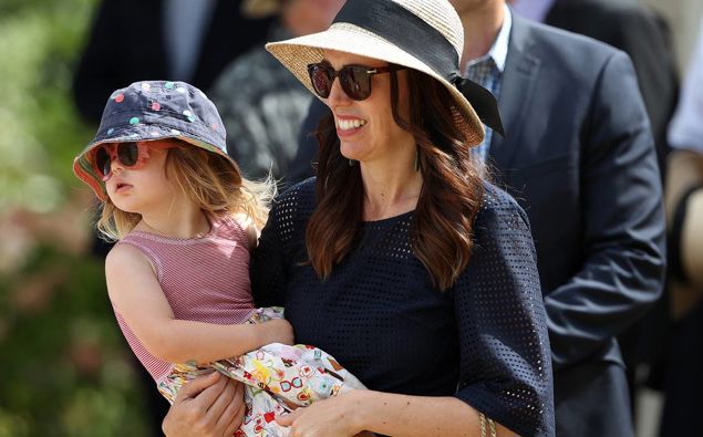 Jacinda Ardern with her daughter Neve. (Photo / NZ Herald)