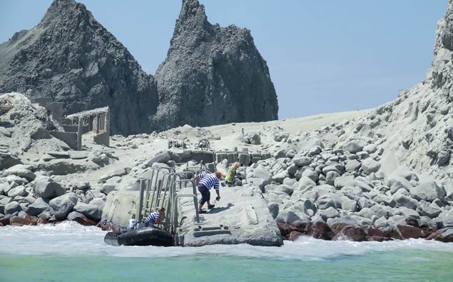 Tourists are cleared from White Island following the volcanic eruption December 9, 2019 where 22 were killed. Photo/Michael Schade