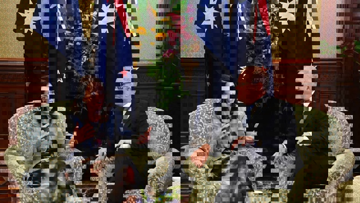 Prime Minister Jacinda Ardern with Scott Morrison in Sydney, shorly before national shutdowns. Photo / File