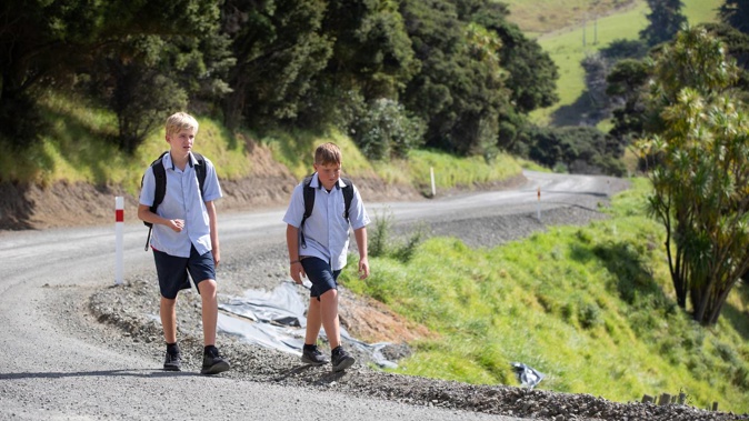 Ethan Hepper (right), pictured with fellow student Kael McFarlane, has been told to get an ACC-funded taxi because he doesn't qualify for the school bus on their rural road. Photo / Sylvie Whinray